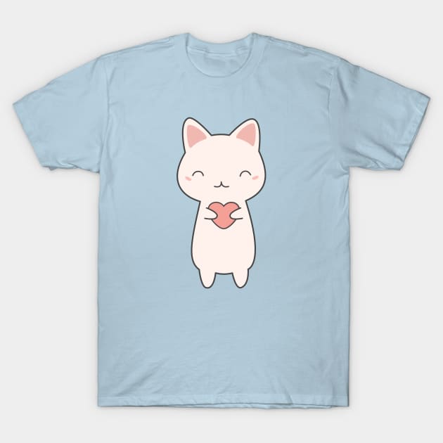 Cute Kawaii Cat With Hearts T-Shirt by happinessinatee